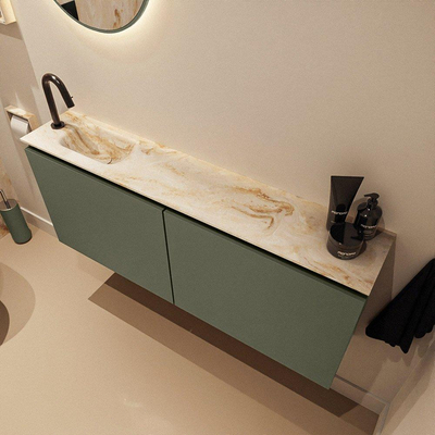 MONDIAZ TURE-DLUX 120cm toiletmeubel Army. EDEN wastafel Frappe positie links. Met 1 kraangat.