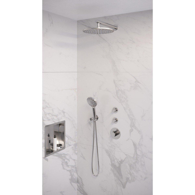 Brauer Chrome Edition Regendoucheset inbouw - hoofddouche 30cm - 3 gladde knoppen - rechte wandarm - handdouche rond 3 standen - chroom