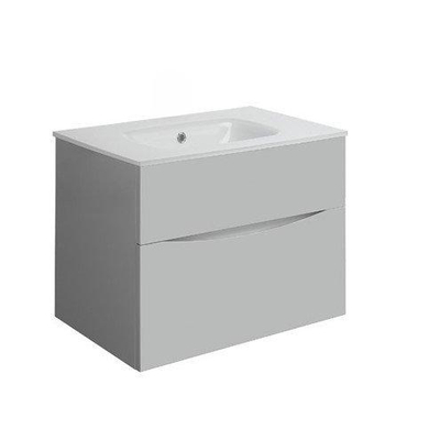 Crosswater Glide II Badkamermeubelset - 70x45x52cm - 2 lades - greeploos - softclose - storm grey - zonder kraangat - wit