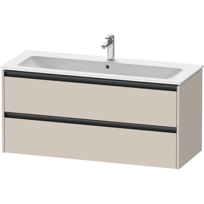 Duravit Ketho 2 wastafelonderbouwkast met 2 laden voor enkele wastafel 121x48x55cm met grepen antraciet taupe mat