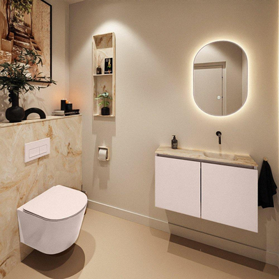 MONDIAZ TURE-DLUX 80cm toiletmeubel Rosee. EDEN wastafel Frappe positie rechts. Zonder kraangat.
