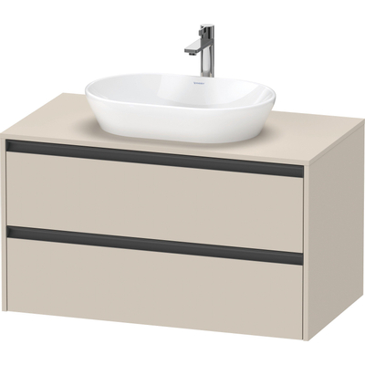 Duravit Ketho 2 wastafelonderbouwkast incl. consoleplaat met 2 laden 100x55x56.8cm met handgrepen antraciet taupe supermat