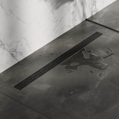 Brauer Douchegoot - 100x7.5cm - vloerflens - RVS - zwart