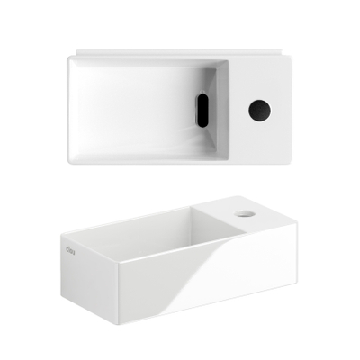 Clou New Flush 3 fontein 35x18cm inclusief plug met kraangat keramiek glanzend wit