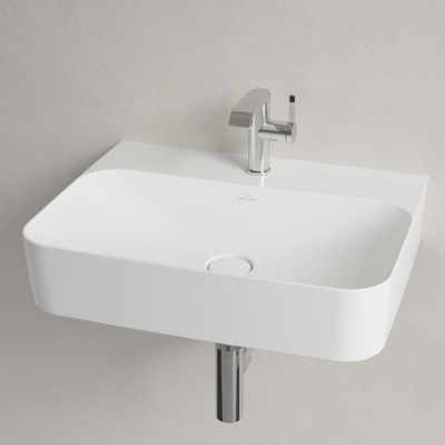 Villeroy & Boch Finion wastafel 1 kraangat 60x47cm Ceramic+ met verdekte overloop stone white