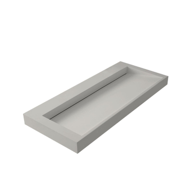 Thebalux Type Glacier wastafel 100x46x8cm 0 kraangaten 1 wasbak Rechthoek solid surface grijs mat