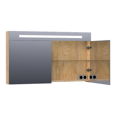 Saniclass Double Face spiegelkast 120x70x15cm verlichting geintegreerd met 2 links- en rechtsdraaiende spiegeldeuren MFC Nomad