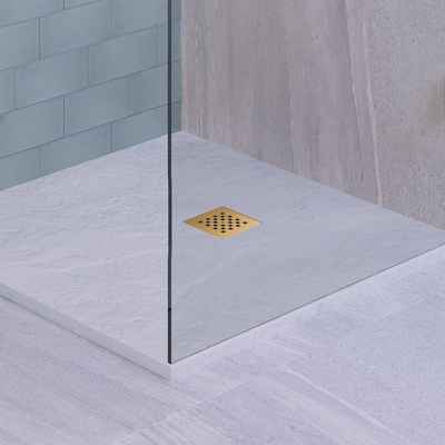 BRAUER Relievo Crag Afvoerrooster - 13.1x13.1x1cm - Goud geborsteld