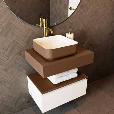 Mondiaz TOP 46 Topblad - 40x41x12cm - geschikt voor afdekplaat - Solid surface - Rust