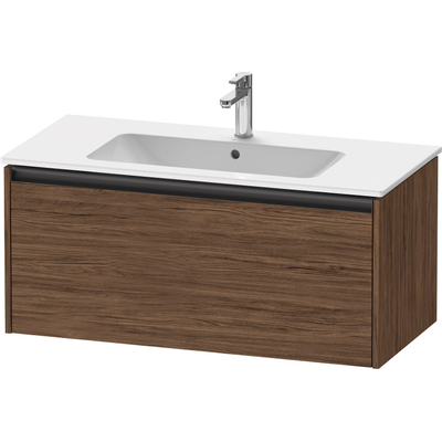 Duravit Ketho 2 wastafelonderbouwkast met 1 lade 101x48x44cm met greep antraciet donker noten mat