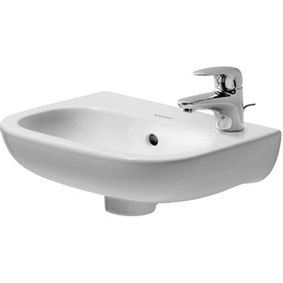 Duravit D Code toiletset diepspoel 35.5x54.5cm met closetzitting fontein kraangat rechts 36x27cm wit fonteinkraan chroom