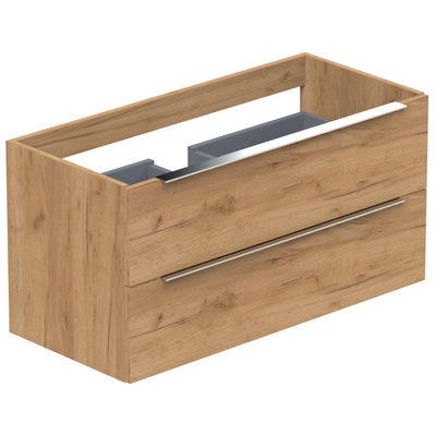 Thebalux Type onderbouwkast 100x45x50cm opbouwgreep chroom 2 softclose lades standaard greep MDF/spaanderplaat sequoia