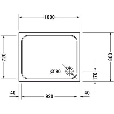 Duravit D Code douchebak 100x80cm acryl rechthoekig wit