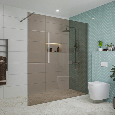 Fortifura Galeria inloopdouche - 180x200cm - rookglas - wandarm - chroom