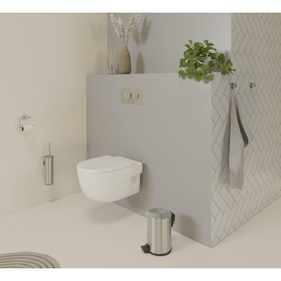 Fortifura Calvi toiletborstelhouder - gesloten model - wand - rond - Geborsteld RVS PVD (RVS) OUTLETSTORE