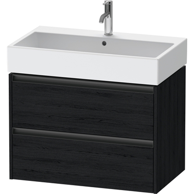 Duravit Ketho 2 wastafelonderbouwkast met 2 laden 78.4x46x54.9cm met grepen antraciet eiken zwart mat