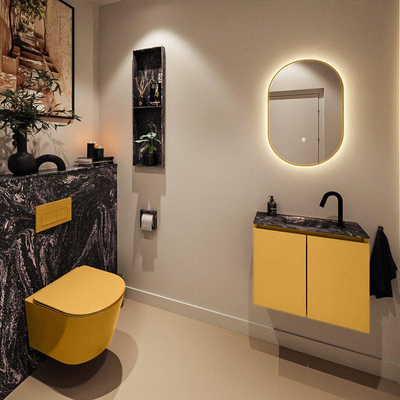 MONDIAZ TURE-DLUX 60cm toiletmeubel Ocher. EDEN wastafel Lava positie midden. Met 1 kraangat.