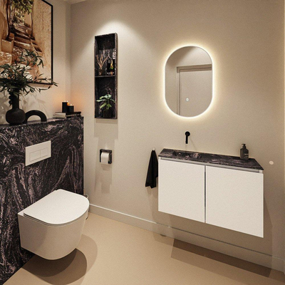MONDIAZ TURE-DLUX 80cm toiletmeubel Talc. EDEN wastafel Lava positie links. Zonder kraangat.