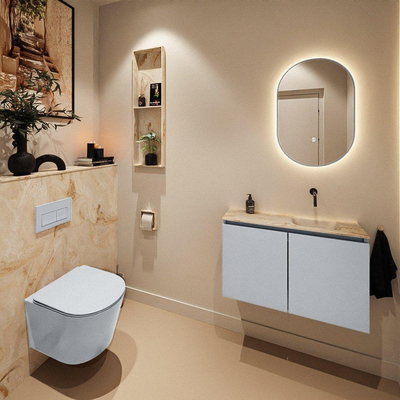 MONDIAZ TURE-DLUX 80cm toiletmeubel Clay. EDEN wastafel Frappe positie rechts. Zonder kraangat.