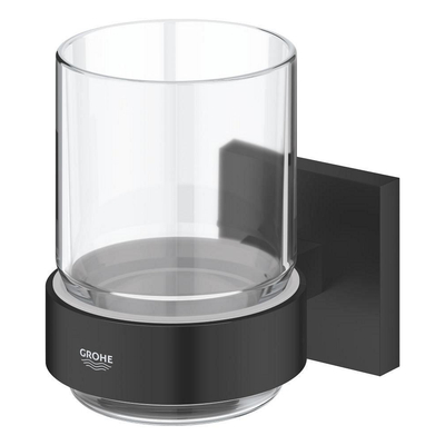 GROHE Start Cube Bekerhouder - 9.5x10.6x7.2cm - met glas - mat zwart