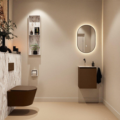 MONDIAZ TURE-DLUX 40cm toiletmeubel Rust. EDEN wastafel Glace positie links. Zonder kraangat.