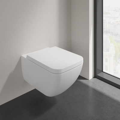 Villeroy & Boch Venticello closetzitting met deksel met softclose en quick release RVS/stone white