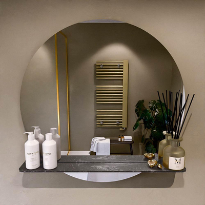 Mondiaz SPOT Badkamerspiegel - rond 80cm - spiegelplanchet - kleur Lava