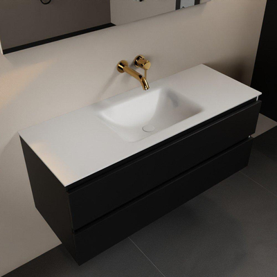 Mondiaz Aivy badmeubelset - 120x45x50cm - 0 kraangaten - 1 wasbak talc Solid surface - Midden - 2 lades - Zonder spiegel - MDF Urban