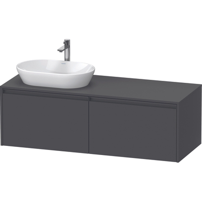 Duravit Ketho 2 wastafelonderbouwkast incl. consoleplaat met 2 laden voor waskom links 140x55x45.9cm met handgrepen antraciet grafiet mat