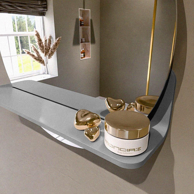 Mondiaz SPOT Badkamerspiegel - rond 50cm - spiegelplanchet - kleur Plata