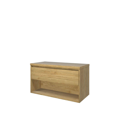 Proline Top badkamermeubelset - 100x46x55.2cm - wastafelblad - met schap - MFC Ideal oak