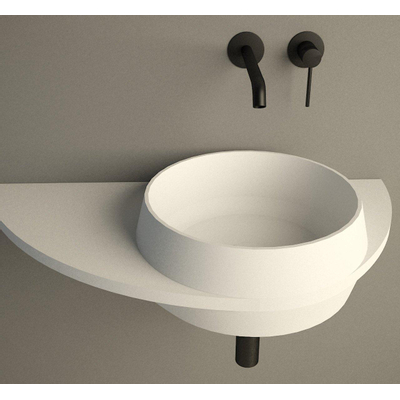 Ideavit SolidDual Wastafel 70x35x14cm 0 kraangaten 1 wasbak Solid Surface wit mat