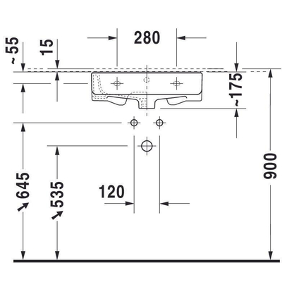 Duravit Durastyle wastafel 52x49,5cm 3 kr.gat met overloop wit