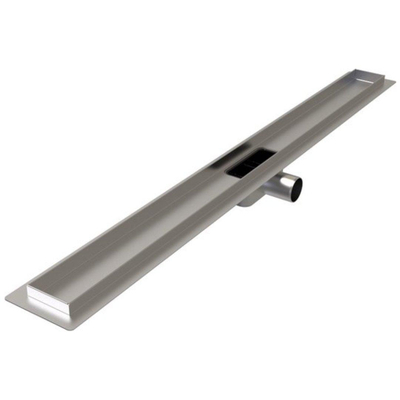 Sub Drain Floor douchegoot met zijuitlaat en standaard rooster 90 cm, geborsteld RVS - RE60DF0900FMFD40 - OUTLET UDEN