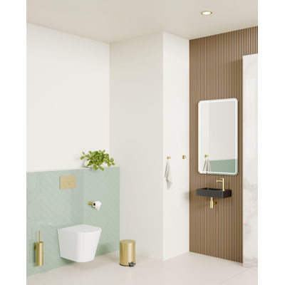 Fortifura Fuente fonteinset - 40x22x9cm - 1 kraangat - natuursteen - fonteinkraan messing geborsteld - zwart