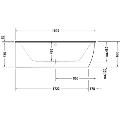 Duravit Darling New kunststof bad acryl hoekmodel voor linkerhoek 190x90x46cm met ommanteling en frame wit