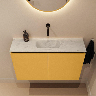 MONDIAZ TURE-DLUX 80cm toiletmeubel Ocher. EDEN wastafel Opalo positie midden. Zonder kraangat.