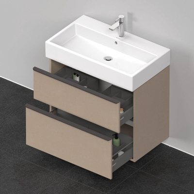 Duravit D-Neo wastafelonderkast 78.4x62.5x44.2cm 2 lades Linnen Mat