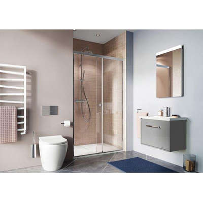 Crosswater Clear 6 schuifdeur - 140x195cm - 8mm - helder veiligheidsglas - zilver profiel