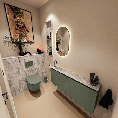 MONDIAZ TURE-DLUX 120cm toiletmeubel Army. EDEN wastafel Glace positie links. Met 1 kraangat.