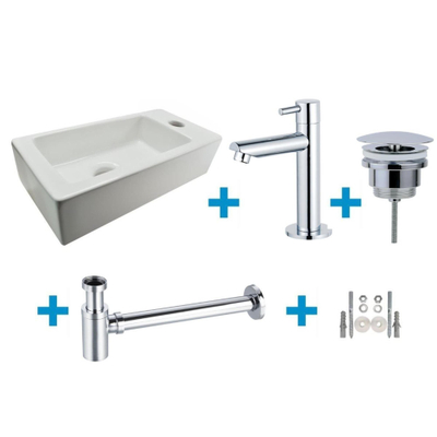 FugaFlow Eccelente Sobrado Badkamer Fonteinset - rechts - 1 kraangat - fonteinkraan chroom - wit