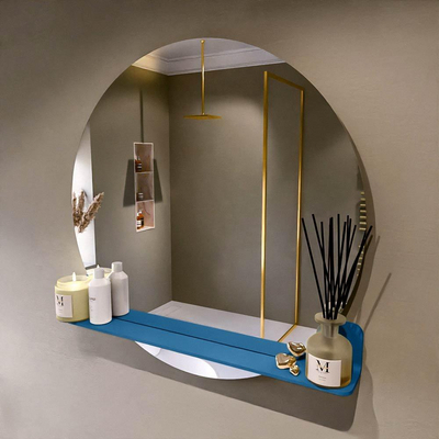 Mondiaz SPOT Badkamerspiegel - rond 90cm - spiegelplanchet - kleur Jeans