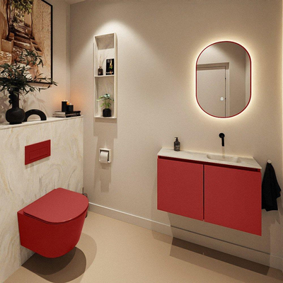 MONDIAZ TURE-DLUX 80cm toiletmeubel Fire. EDEN wastafel Ostra positie rechts. Zonder kraangat.