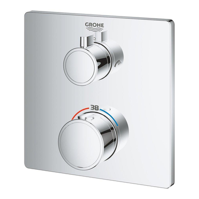 GROHE Grohtherm afbouwdeel voor inbouw badkraan thermostatisch met omstel douche en baduitloop rechthoekig chroom