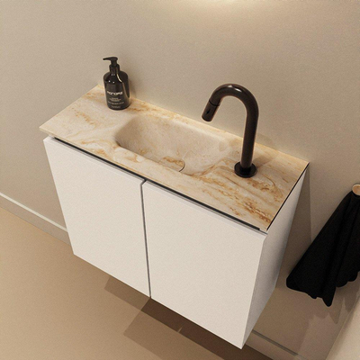 MONDIAZ TURE-DLUX 60cm toiletmeubel Talc. EDEN wastafel Frappe positie midden. Met 1 kraangat.