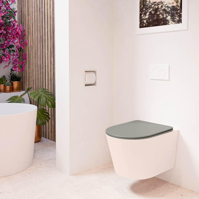MONDIAZ LAVIE wandclosetpack - 36x53cm - diepspoel - rimless - Rosee (roze) - softclose - quick-release - toiletzitting - Smoke (grijs)