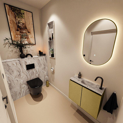 MONDIAZ TURE-DLUX 60cm toiletmeubel Oro. EDEN wastafel Glace positie rechts. Met 1 kraangat.