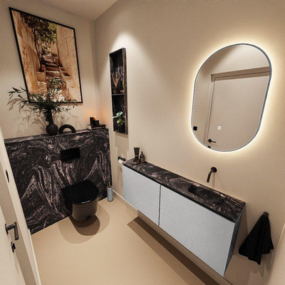 MONDIAZ TURE-DLUX 120cm toiletmeubel Plata. EDEN wastafel Lava positie rechts. Zonder kraangat.