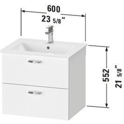 Duravit XBase Wastafelonderkast 60x47.5x55.2cm Standaard greep met softclose spaanplaat Grafiet Mat