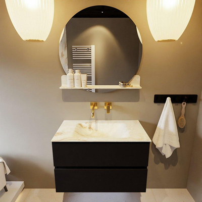 MONDIAZ VICA-DLUX Badkamermeubelset - 80cm - onderkast urban- 2 lades - inbouw wastafel cloud midden - zonder kraangaten - 60cm hoge versie - frape